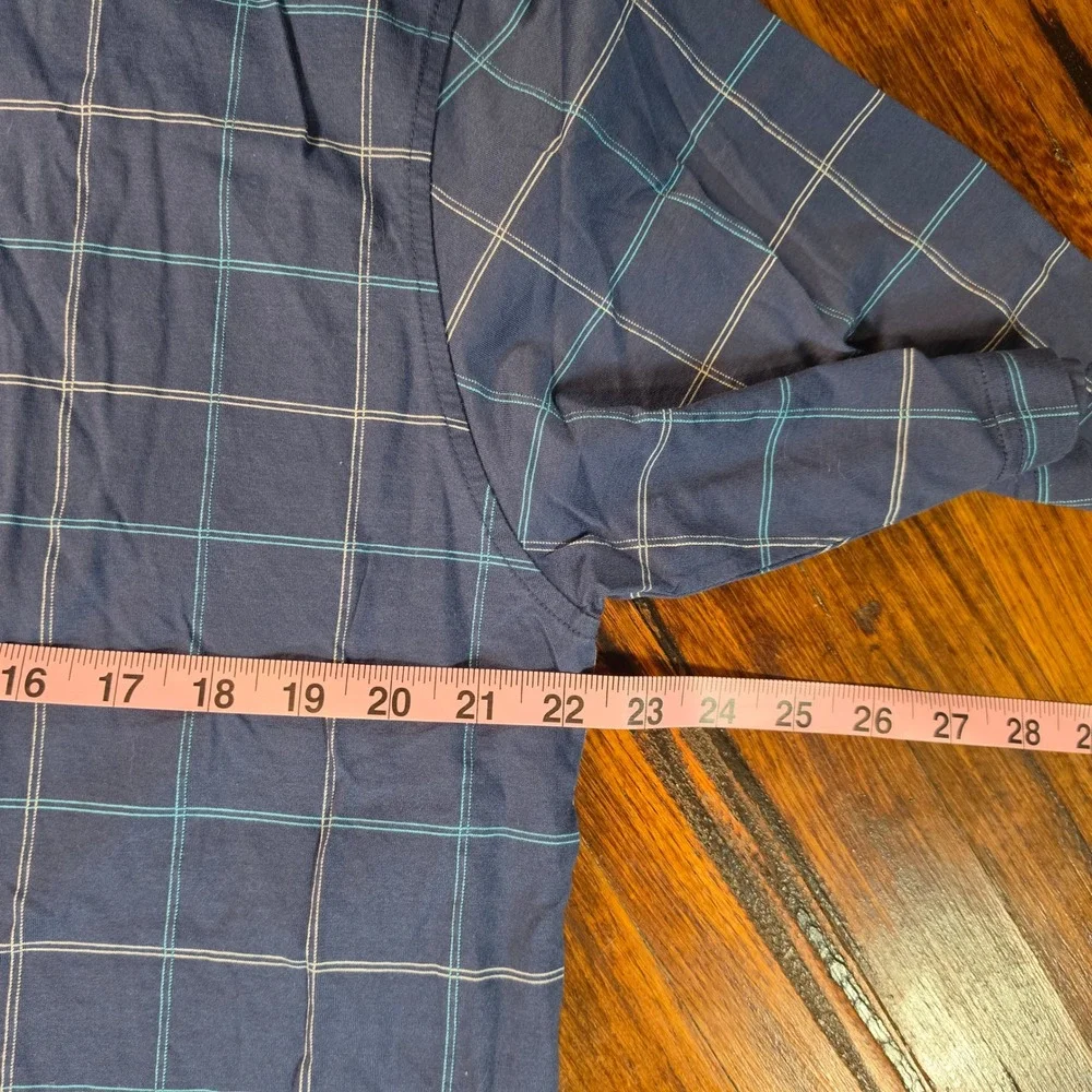 Peter‎ Millar Mens XL Blue Windowpane Check 100% Cotton Short Sleeve Polo Shirt